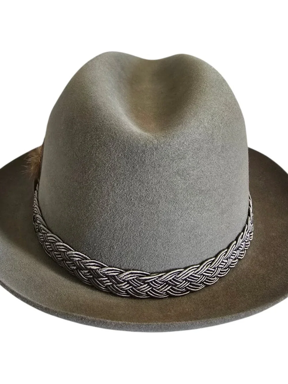 Stetson Key Club Fedora Hat w/ Feathers & Key Gray Size 7 1/8 Ultimate Finish